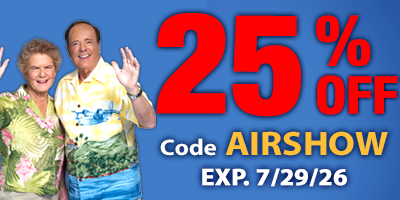 Airventure 25% Off Sale. Enter code Airshow at checkout.